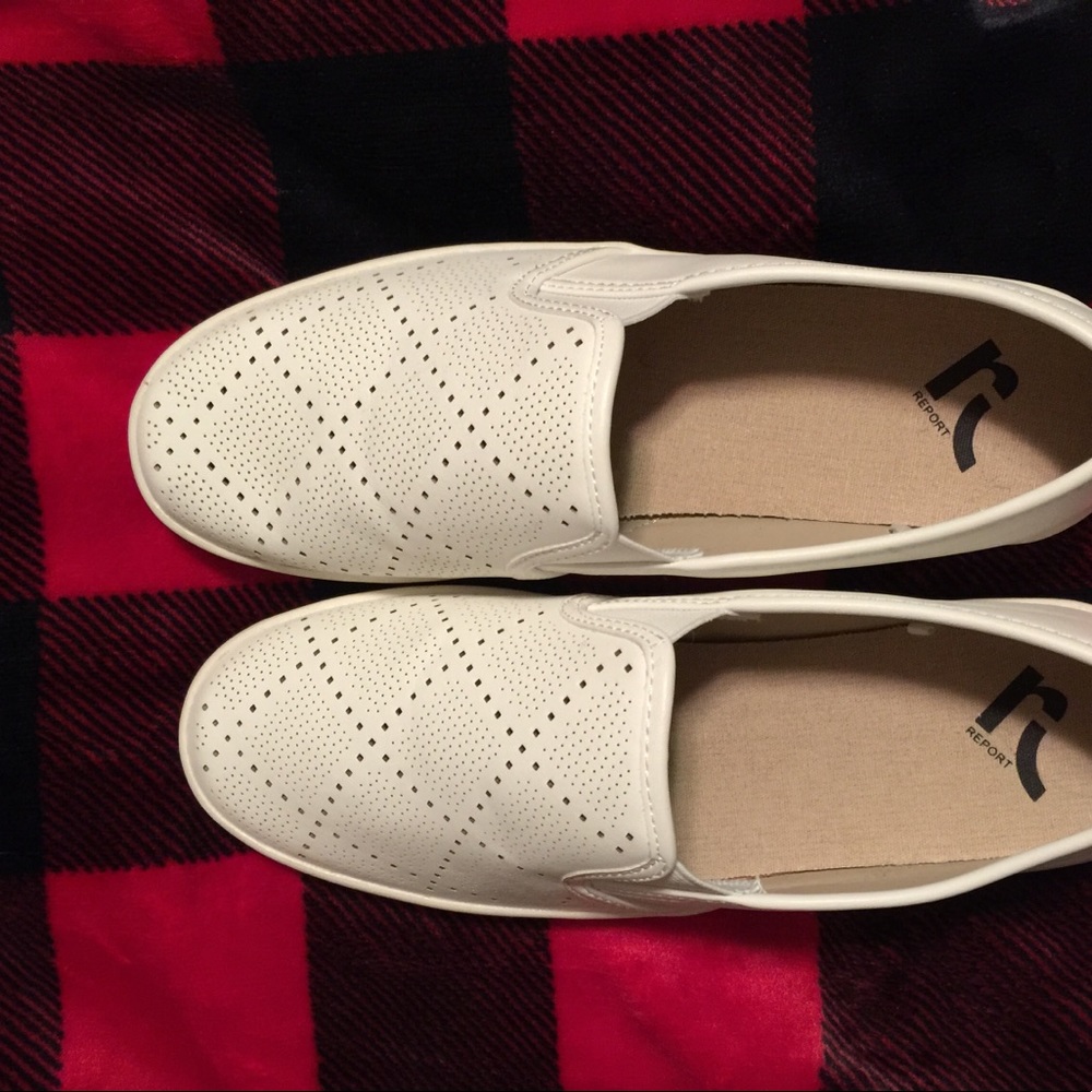 White slip on shoes